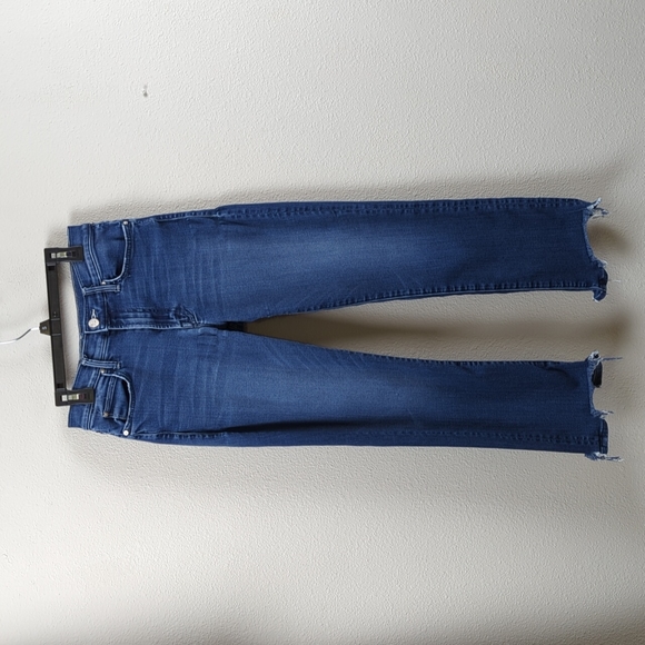 MOTHER Jeans Raw Hem Women's 27 Blue Wash Denim Jeans - Picture 2 of 16